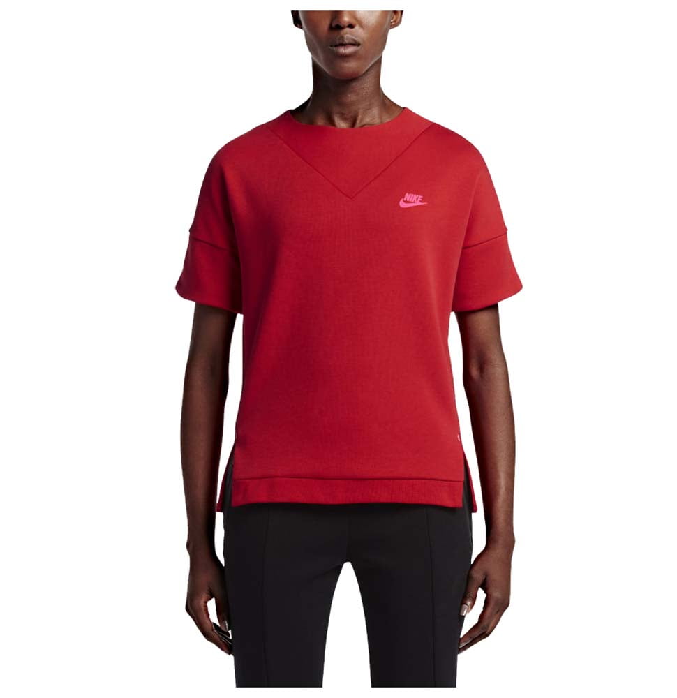 Nike Women s Tech Fleece Crew Knit Sweatshirt Large University Red Walmart
