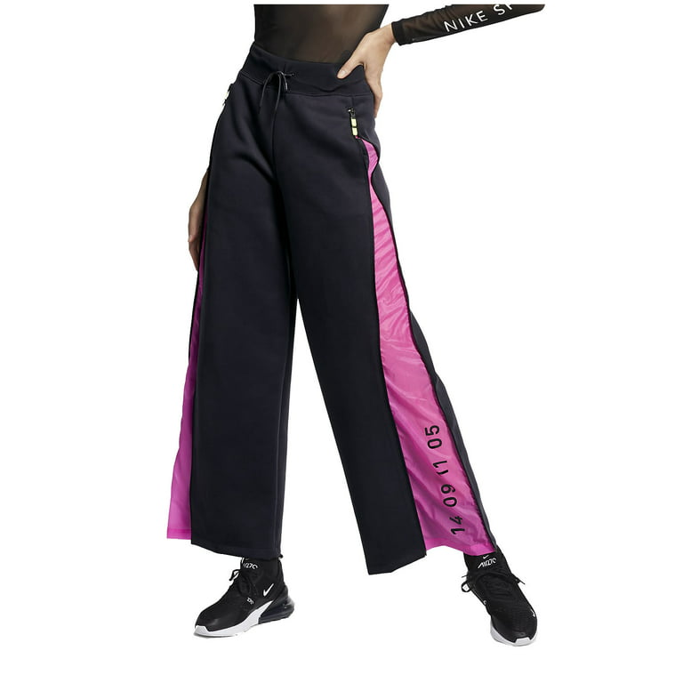 Nike Women's Tech Pack Sportwear Loose Fit Workout Side zip Pants (Black/Hyper  Pink, Medium) 