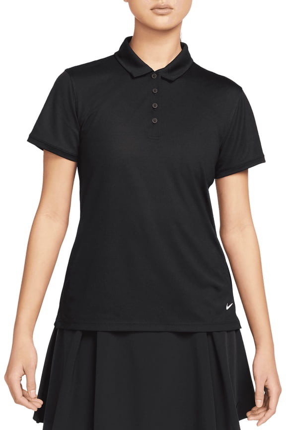Women's Victory Dri-Fit Golf Polo (as1, Alpha, m, Regular, Regular, Black/White, Medium)