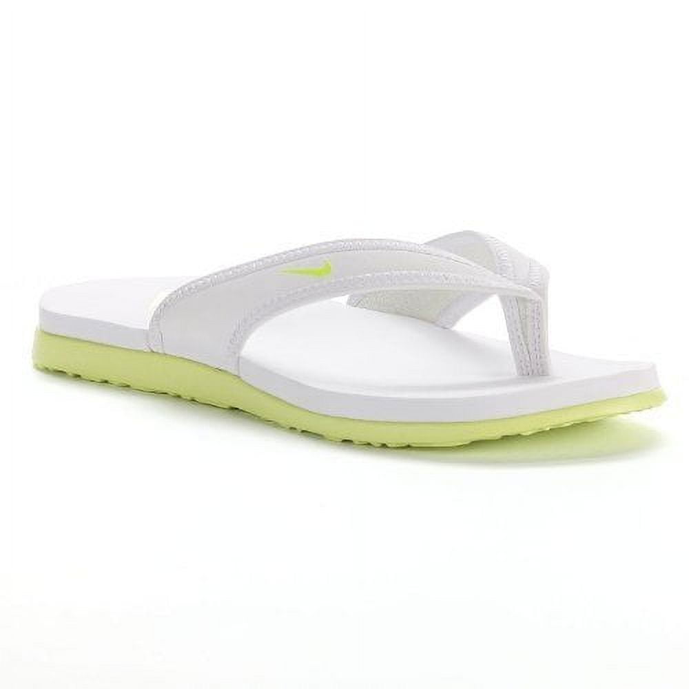 Nike Women's White / Lime South Beach Flip-Flops 5 B(M) US 