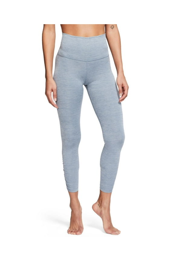 Womens Yoga Ruched High-Waist Leggings,Blue, X-Small