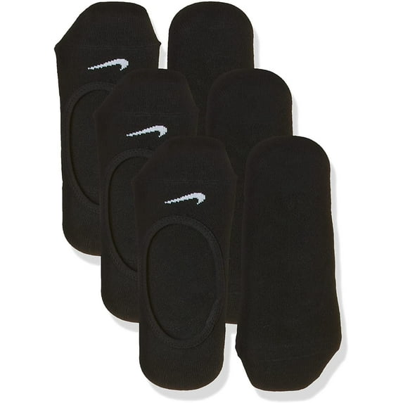 Nike Women's Everyday Lightweight Training Footie Socks (3 Pairs), Black/White, Medium