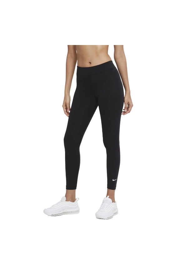 Womens 7/8 Essential Mid Rise Leggings Black | White Medium