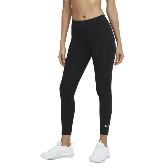 Nike Womens 7/8 Essential Mid Rise Leggings Black | White Small
