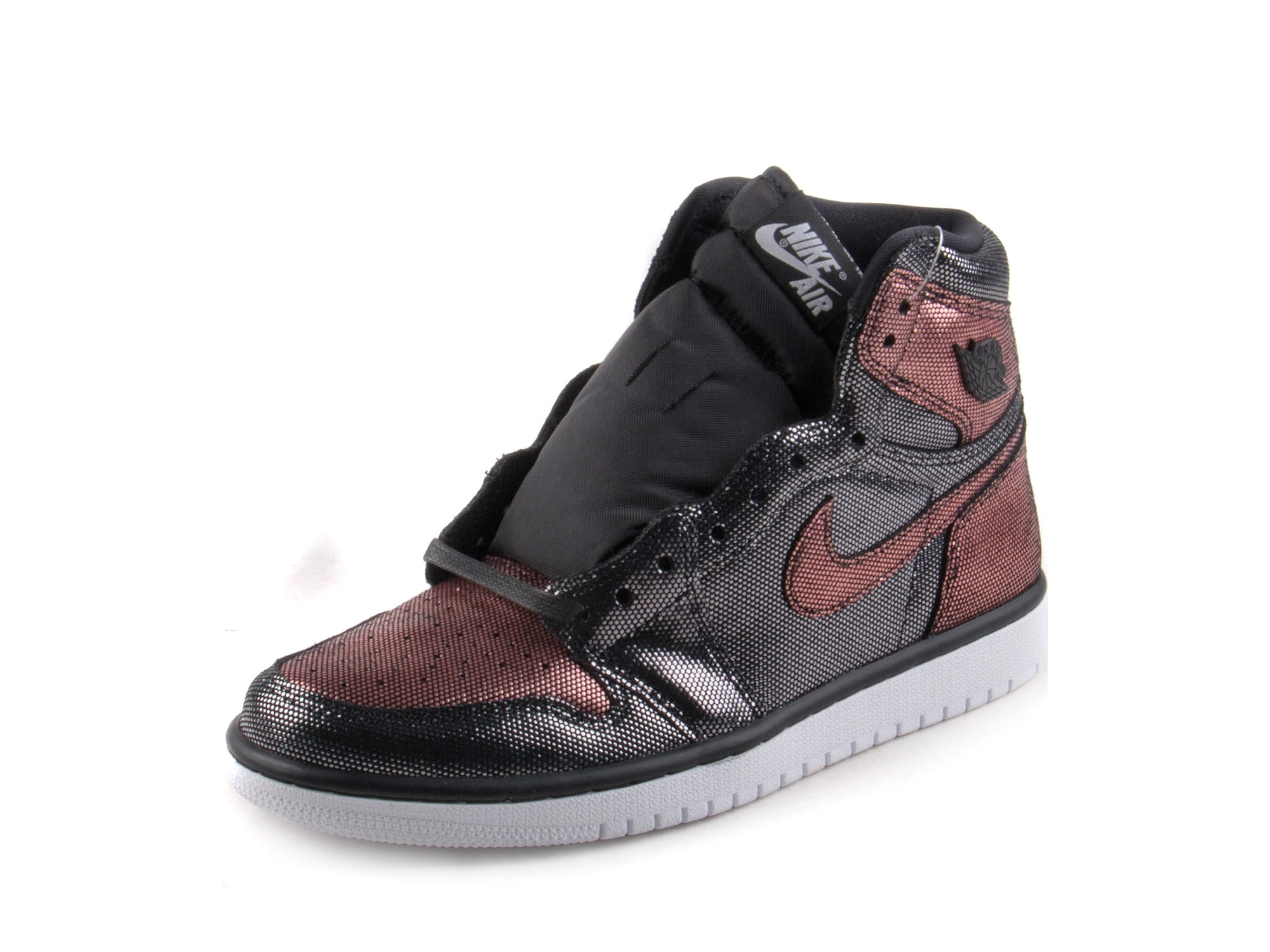 Nike Womens Air Jordan 1 Hi OG Fearless Black Black Mtlc Rose Gld