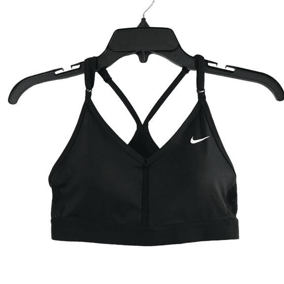 Nike Womens Black Indy V-Neck Light-Support Training Padded Sports Bra Size S
