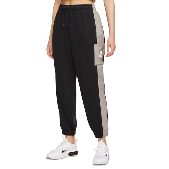 Nike Womens Cotton Drawstring Jogging Pants 2X Black Moon Fossil White