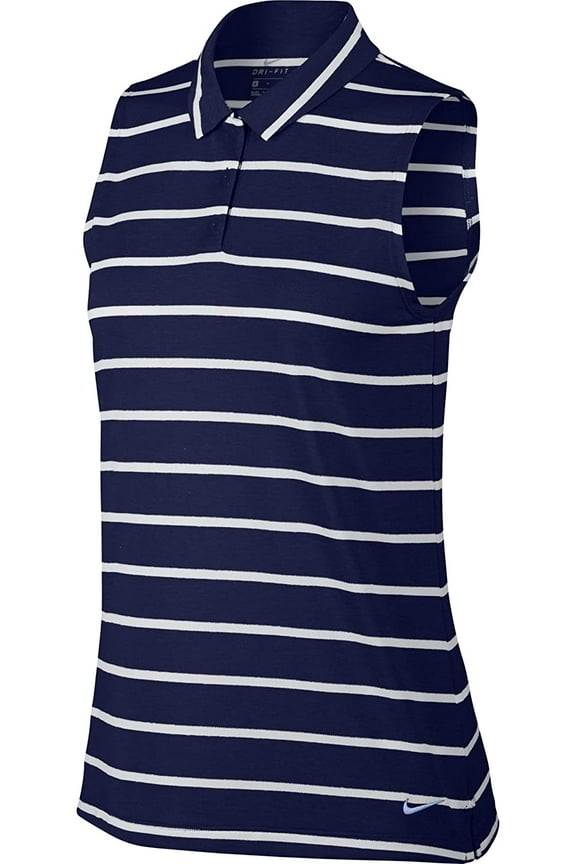 Womens Dri-Fit Striped Sleeveless Polo