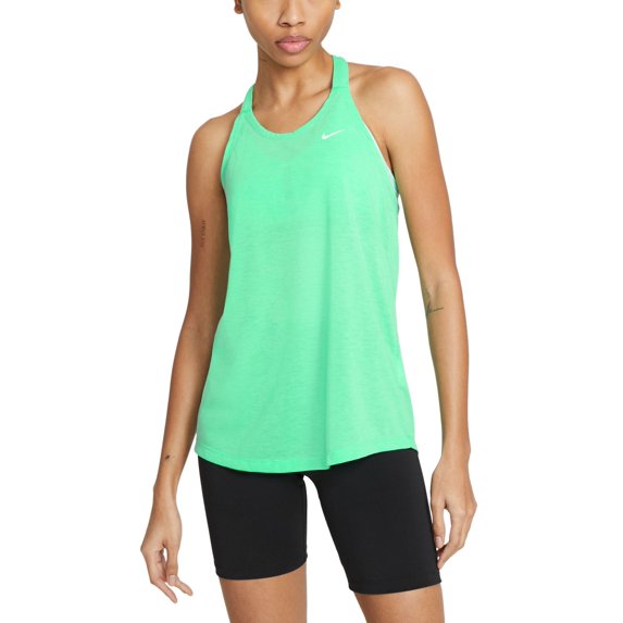 Nike Womens Elastika T-Back Logo Top,Green Glowhtrwhite,Small