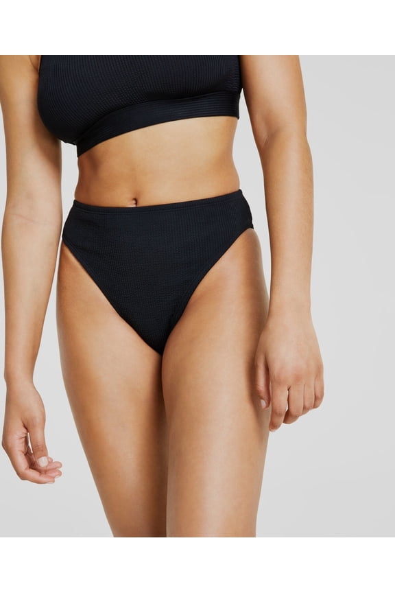 Women's Black Essential High-Rise Bikini Bottom Swimwear Size M