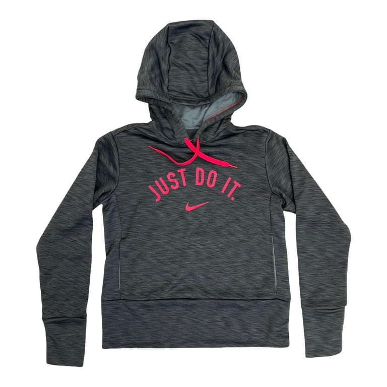 Nike Womens Just Do It Training Hoodie Dark Grey Rush Pink XS
