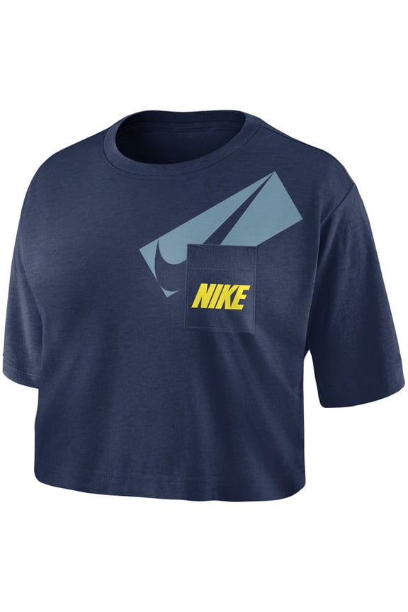 Womens Logo Pocket Crop Top,Midnight Navywhite,Medium