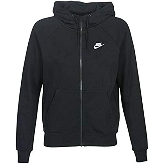 Nike Womens NSW Fleece Hoodie Full Zip Varsity Black/Black/White X-Small