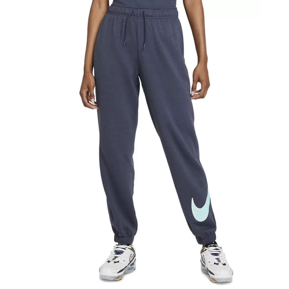 Nike Womens Pants Plus Jogger Fleece-Lined Loogo Stretch Blue 2X