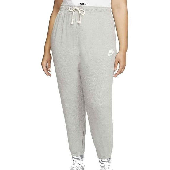 Nike Womens Plus Size Vintage Gym Jogger Capris CT0646-063 Grey Heather/Sail, 2X
