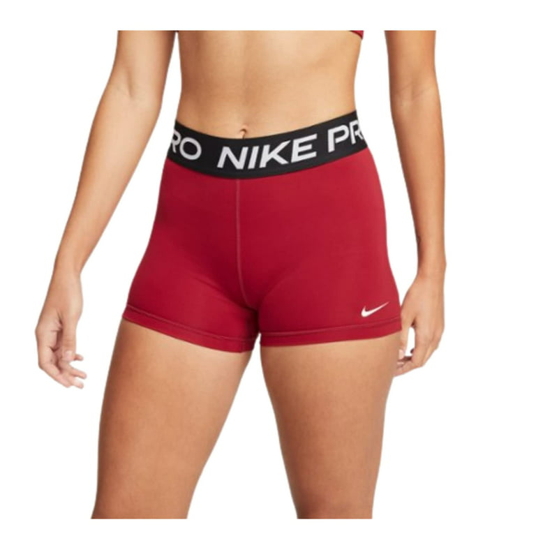 Nike Womens Pro 3 Shorts (Red/Black, L) 