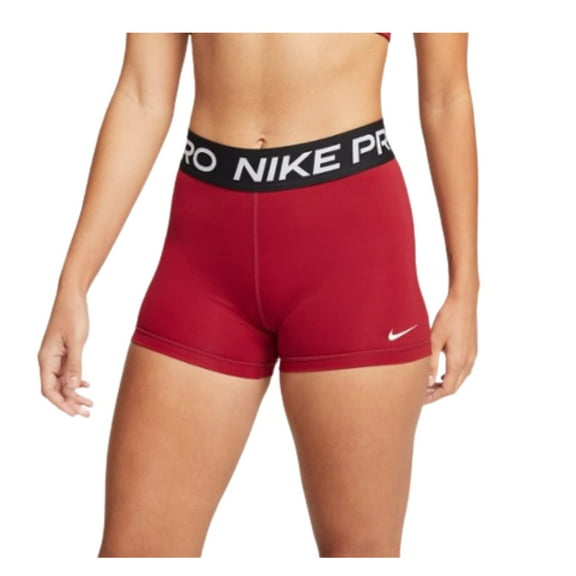 Nike Womens Pro 3" Shorts (Red/Black, Medium)