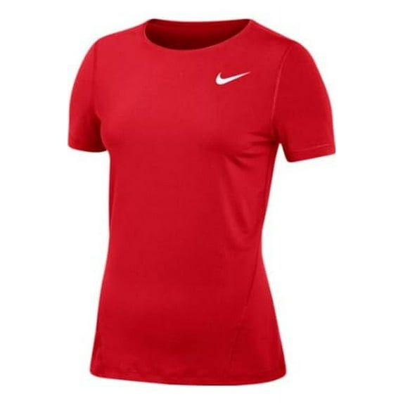 Nike Womens Pro Allover Mesh Short Sleeve Top 2.0 (US, Alpha, Large, Regular, Regular, Red)