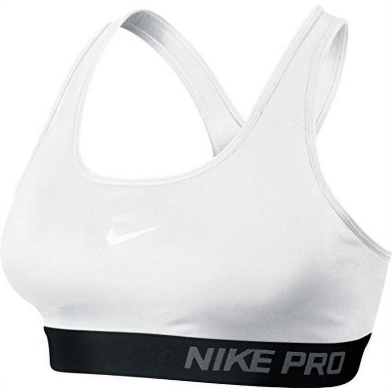 Nike Womens Pro Classic Padded Sports Bra White/Black 589420-100 Size  Medium 