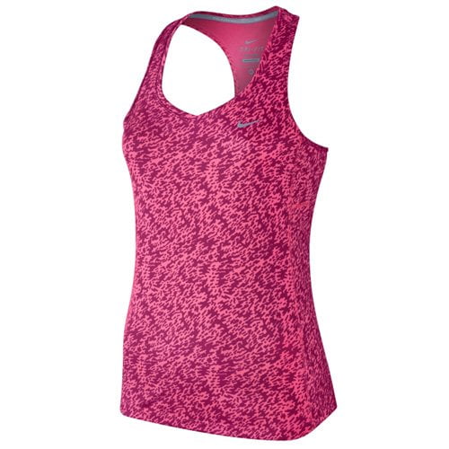 Nike Womens Pronto Miler Printed Racerback Tank Top,Hyper Pink/Reflective Silver,S