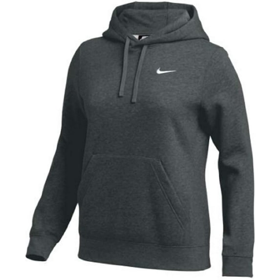 Nike Womens Pullover Fleece Hoodie Dark Grey/White Medium