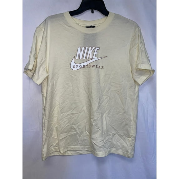 Nike Womens Sportswear Cotton Heritage T-Shirt,Coconut Milk/Whitedesert Dust,Small