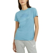 Nike Womens Sportswear Cotton Logo T-Shirt,Cerulean,Small