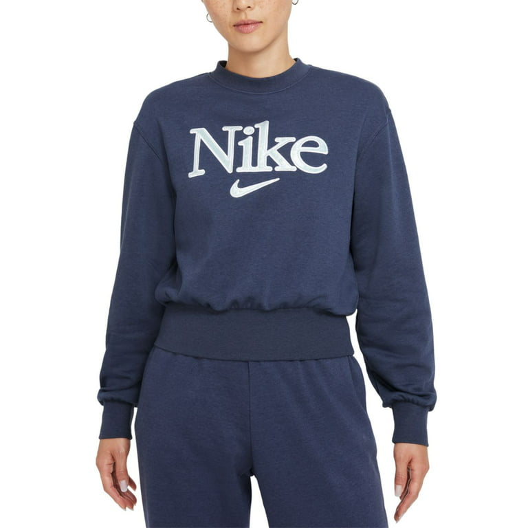 Nike Womens Sportswear Femme Logo Fleece Sweatshirt,Thunder  Blue/Copa/White,X-Small