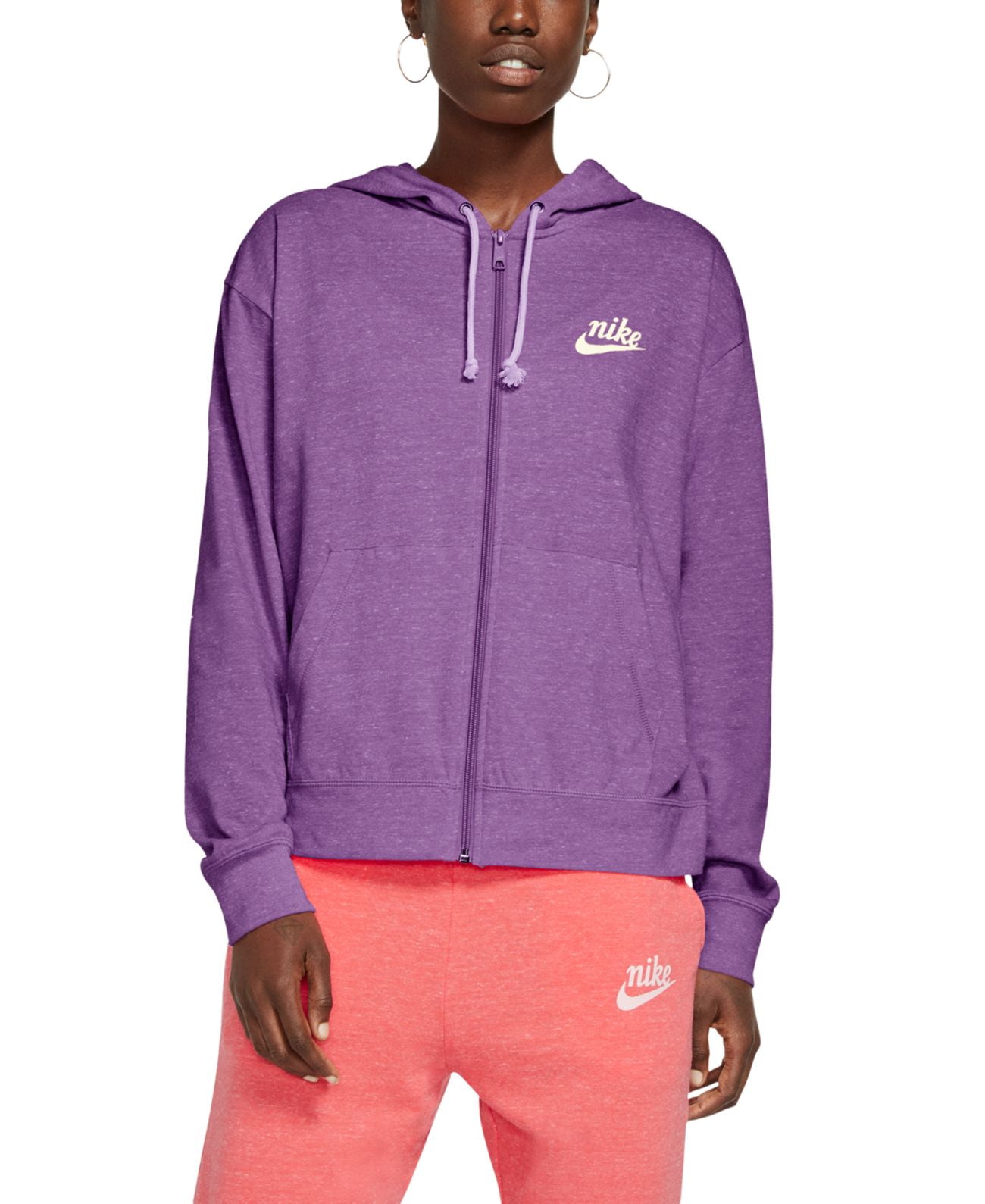 Nike Womens Sportswear Gym Vintage Zip Hoodie Purple Nebulasail X Small Walmart