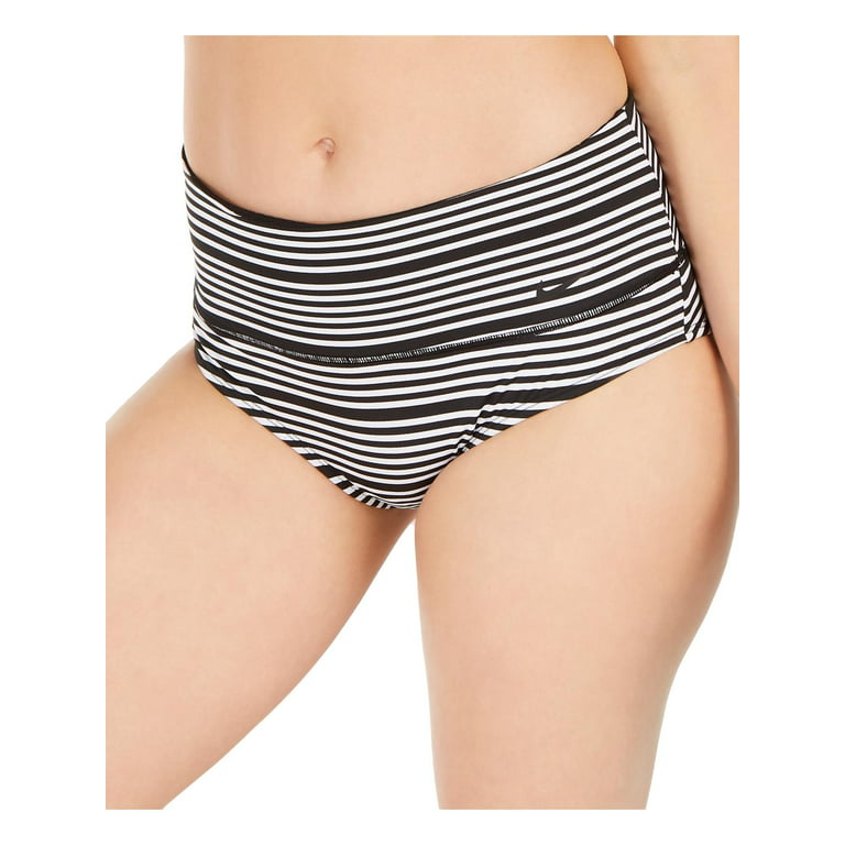 Nike Womens Striped Logo Swim Bottom Separates B/W XS 