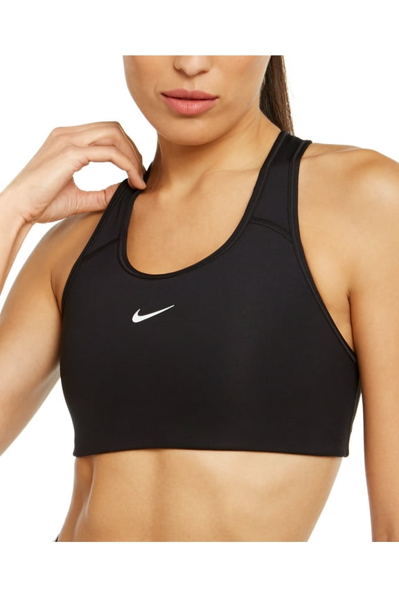 Womens Swoosh Medium-Support Padded Sports Bra Black/White XS