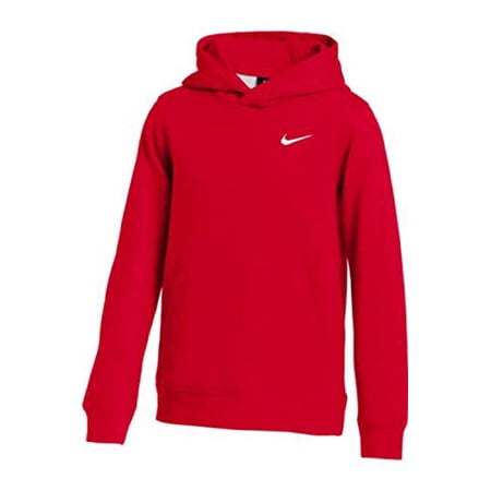 Nike Youth Fleece Pullover Hoodie (Red, Large)