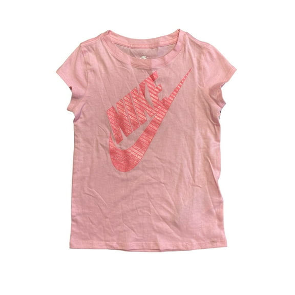 Nike Youth Girl's Short Sleeve Tagless Graphic Print Logo Classic Tee (Pink, 4)