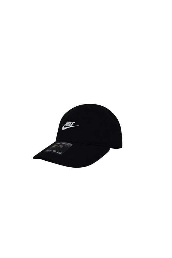 Youth Unisex Black Cap Black with Embroidered White Signature Swoosh Logo, 4/7-Toddler