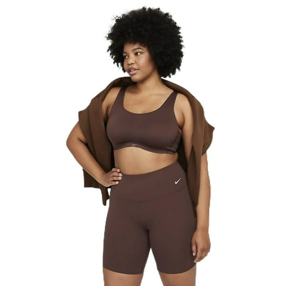 Nike Zenvy Women's Biker Shorts Stretch Logo Brown XS New