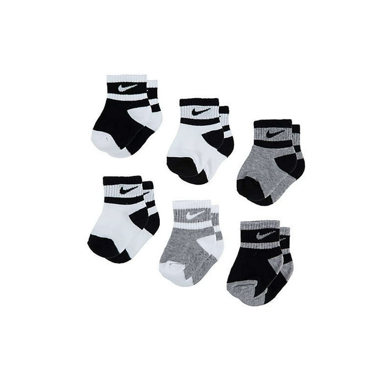 Nike baby-boys Ankle Pairs Socks, Black, White and Grey,