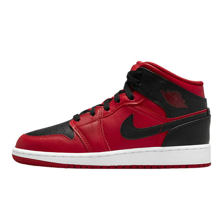 Nike boys Air Jordan 1 Mid GS Shoes, Gym Red/Black/White, 7 Big