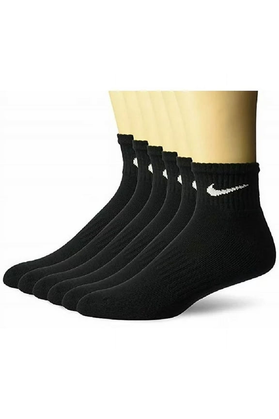 DRI-FIT Everyday Cotton Cushioned Ankle Quarter 6 Pair Socks with DRI-FIT Technology, White, Large