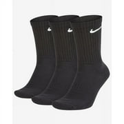 NikeDRI-FIT Everyday Cotton Cushioned Crew Training Socks with Sweat-Wicking Technology (3 Pair), Black, S