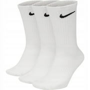NikeDRI-FIT Everyday Cotton Cushioned Crew Training Socks with Sweat-Wicking Technology (3 Pair), White, Medium Men's 6-8 / Women's 6-10