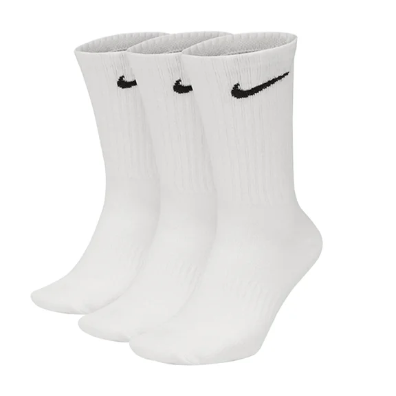 NikeDRI-FIT Everyday Cotton Cushioned Crew Training Socks with Sweat-Wicking Technology (3 Pair), White, Medium