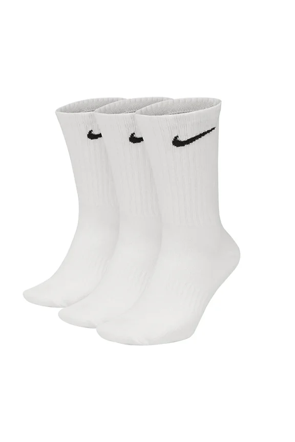 DRI-FIT Everyday Cotton Cushioned Crew Training Socks with Sweat-Wicking Technology (3 Pair), White, Medium