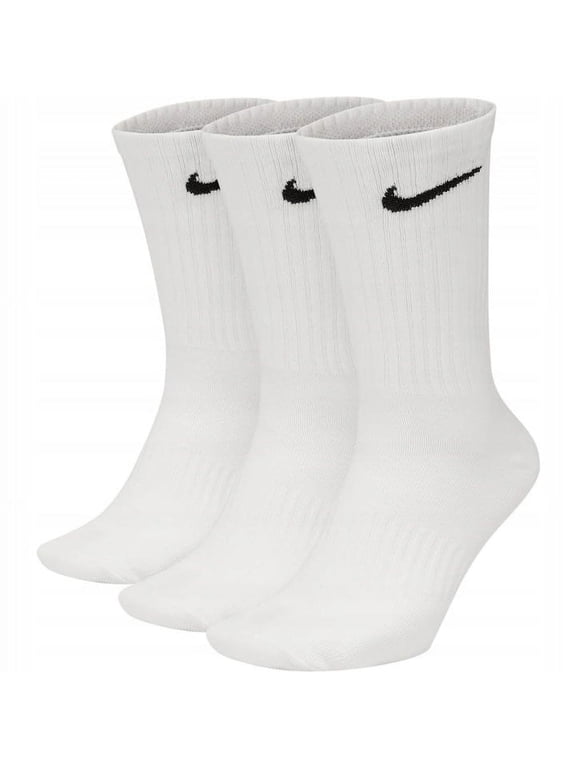 DRI-FIT Everyday Cotton Cushioned Crew Training Socks with Sweat-Wicking Technology (3 Pair), White, S