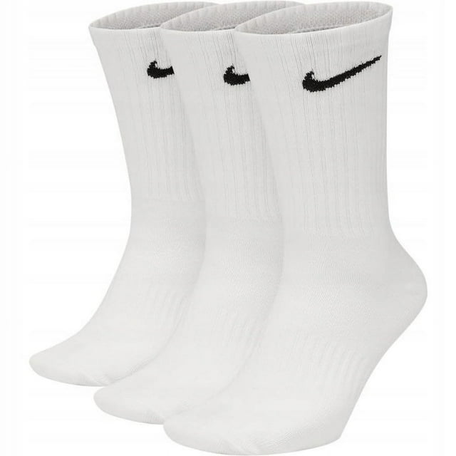 NikeDRI-FIT Everyday Cotton Cushioned Crew Training Socks with Sweat-Wicking Technology (3 Pair), White, S
