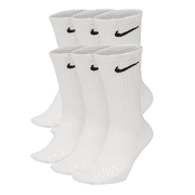 NI-KE NikeDRI-FIT Everyday Plus Cushion Crew Socks - Unisex, 6-Pair Pack, Size M (Shoe Size 6-8), White