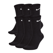 NI-KE NikeDRI-FIT Everyday Plus Cushioned Crew Socks - Unisex, 6-Pair Pack, Size M (Shoe Size 6-8), BLACK