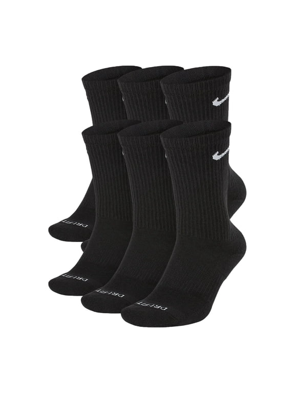 DRI-FIT Everyday Plus Cushioned Training Crew Socks Black (6 Pairs) Size-Medium