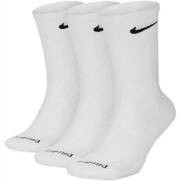 NikeDRI-FIT Men's Everyday Plus Cushion Crew Training Socks (3 Pairs) White Size Medium