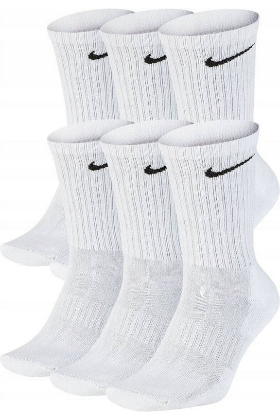 Men's Dri-Fit Everyday Cushioned Crew Socks | Cotton (Everyday, White, Large, 6PK)