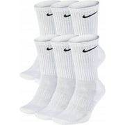 NikeDRI-FIT Unisex Everyday Cotton Cushioned Crew Training Socks with DRI-FIT Technology,, White, Size Middle (6 Pairs)